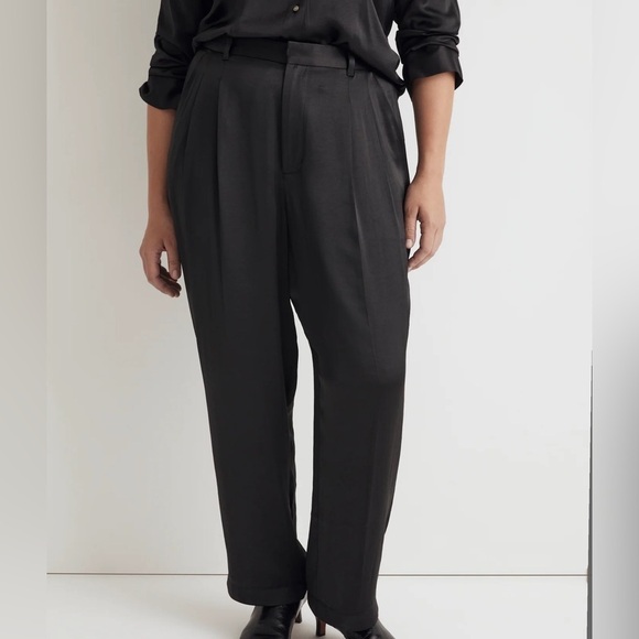 Madewell Women’s NWT The Turner Tapered Pant in Black Satin size 14 Petite - Picture 5 of 14